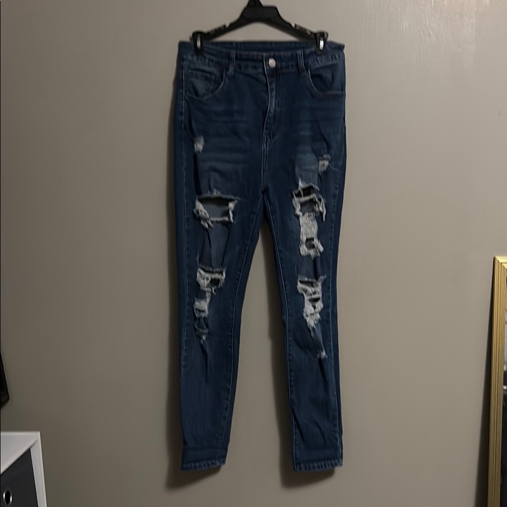 Women's Distressed Blue Jeans